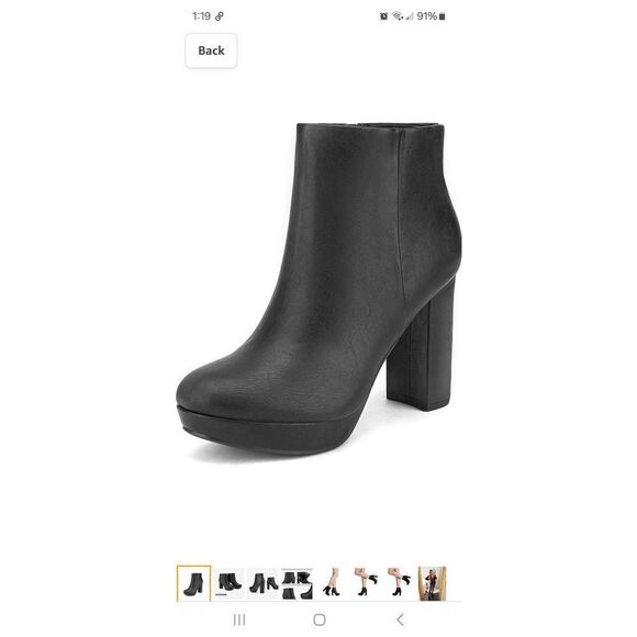 6.5 Dream Pairs Stomp Black Chunky Block High Heel Ankle Boots Booties Side Zip - Picture 1 of 12